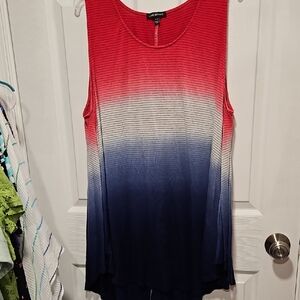 Lane Bryant Red-White-Navy Ombre Scoop Neck Tank